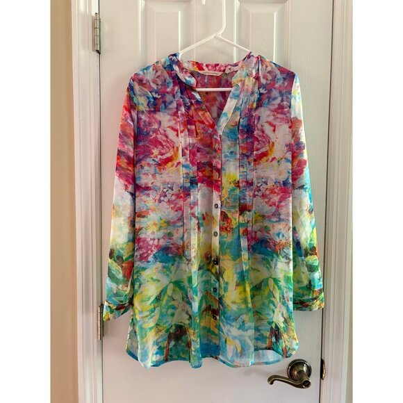 Soft Surroundings Colorful Semi Sheer Top - Picture 1 of 3